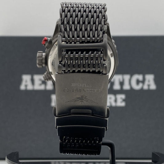 Metallic Mesh Chronograph Watch with Compass Bezel