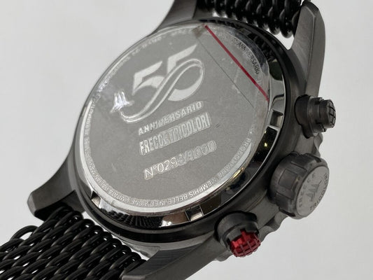 Metallic Mesh Chronograph Watch with Compass Bezel