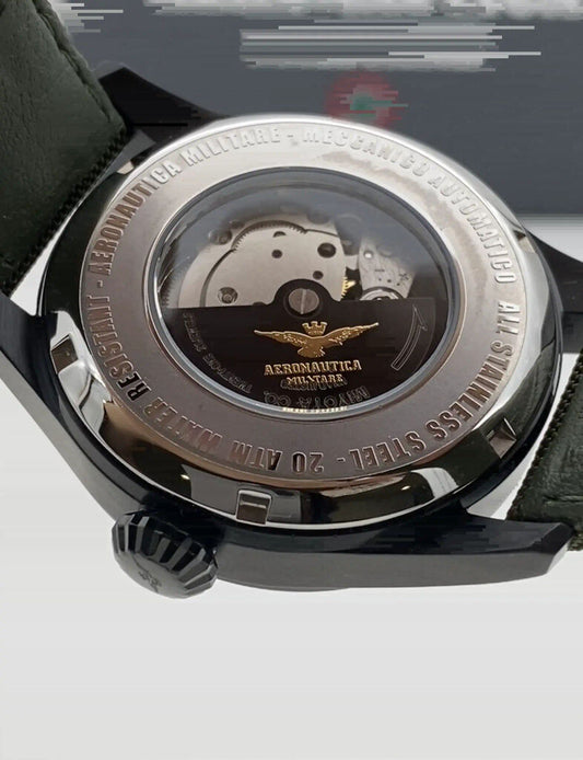 Black Dial Military Watch with Olive Strap