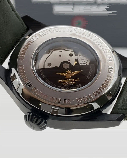 Black Dial Military Watch with Olive Strap