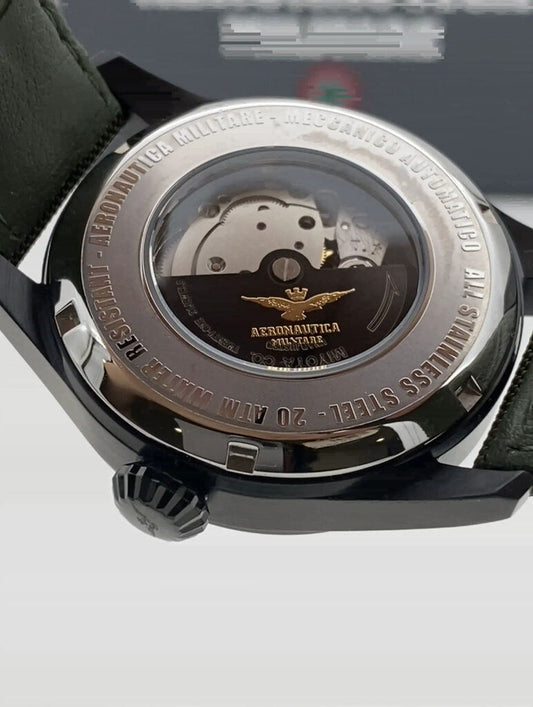 Black Dial Military Watch with Olive Strap