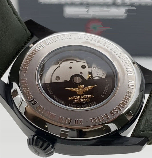 Black Dial Military Watch with Olive Strap