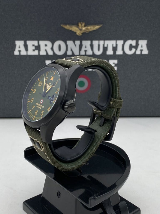Black Dial Military Watch with Olive Strap