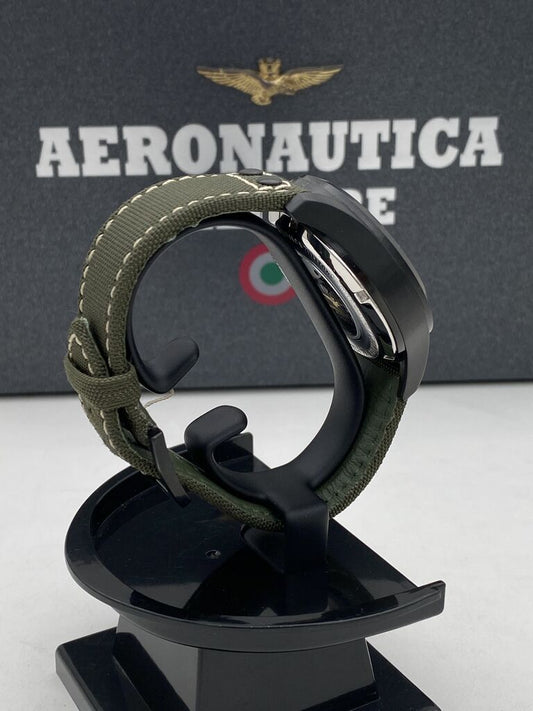 Black Dial Military Watch with Olive Strap