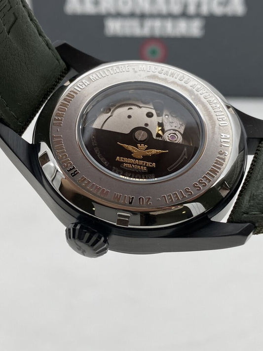 Black Dial Military Watch with Olive Strap