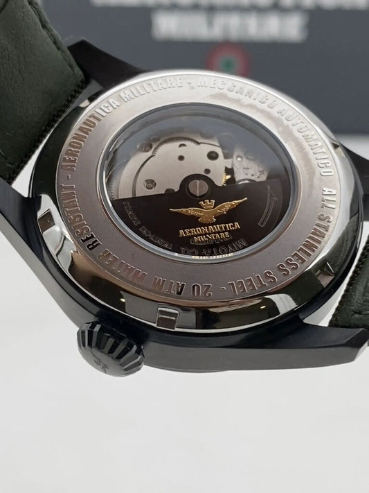 Black Dial Military Watch with Olive Strap