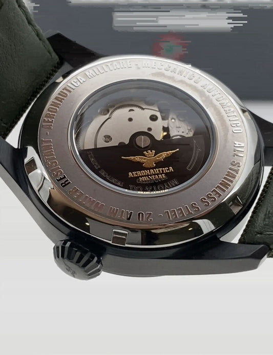 Black Dial Military Watch with Olive Strap