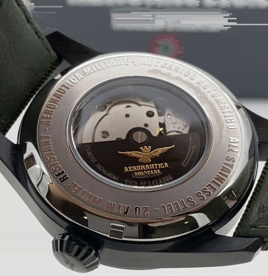 Black Dial Military Watch with Olive Strap