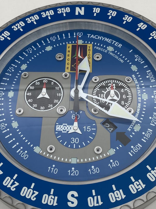 Blue Metal Aviation-Inspired Wall Clock