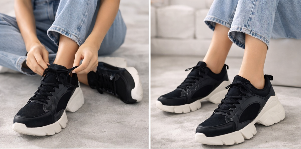 Red Glossy Chunky Sneakers with Contrast Sole