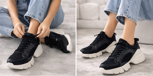 Red Glossy Chunky Sneakers with Contrast Sole