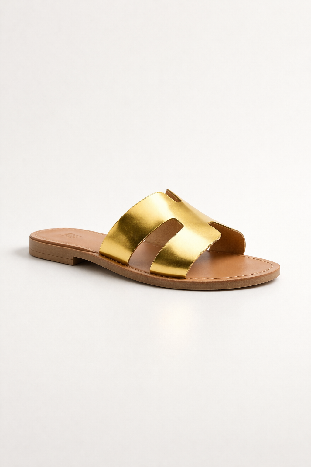 Gold Slide Sandal Simple Cutout